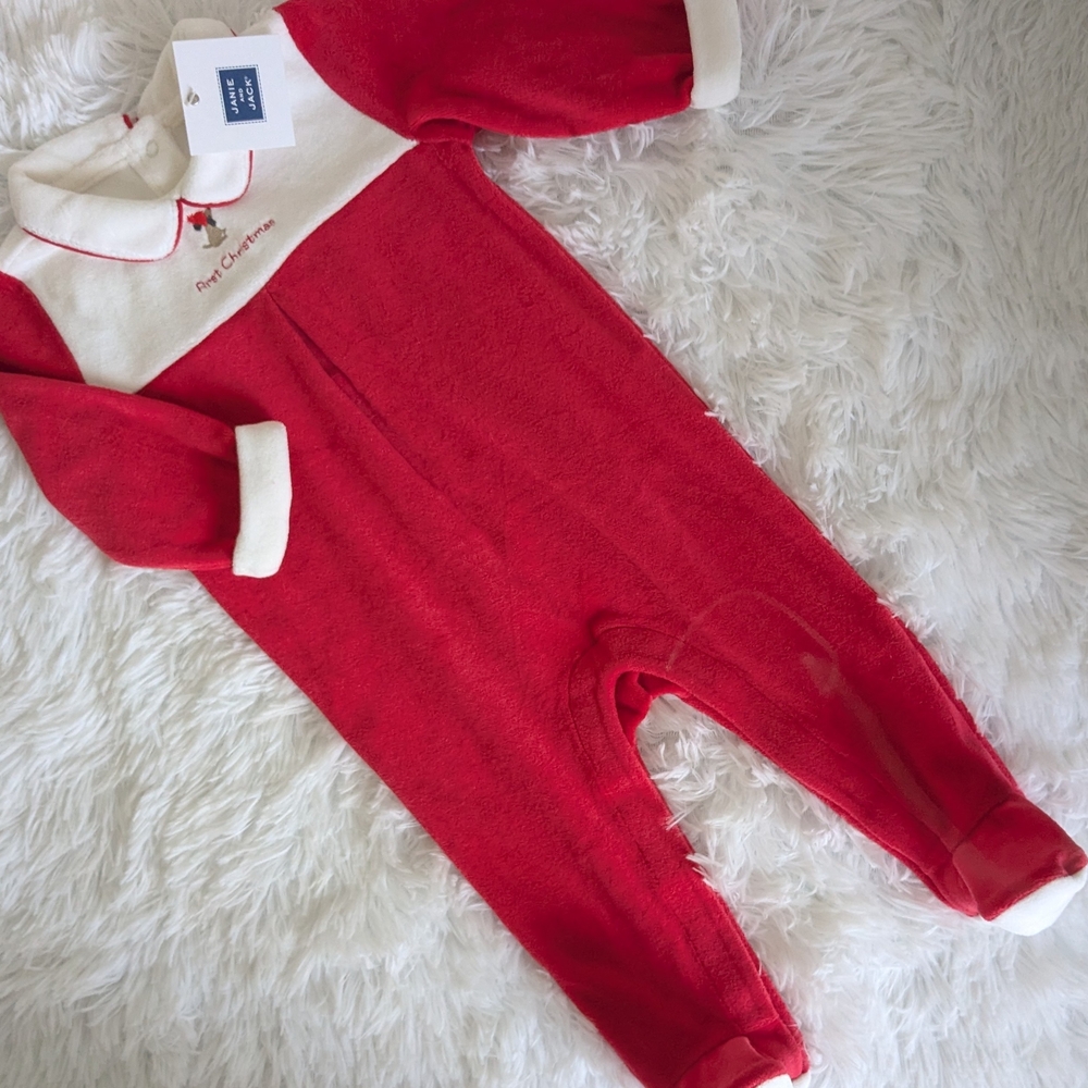 Janie and Jack Festive Red and White Footie